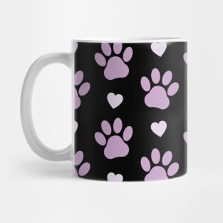 Pattern Of Paws, Dog Paws, Lilac Paws, Hearts Mug